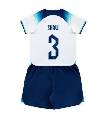 Anglia Luke Shaw #3 Koszulka Podstawowych Dziecięca MŚ 2022 Krótki Rękaw (+ Krótkie spodenki)